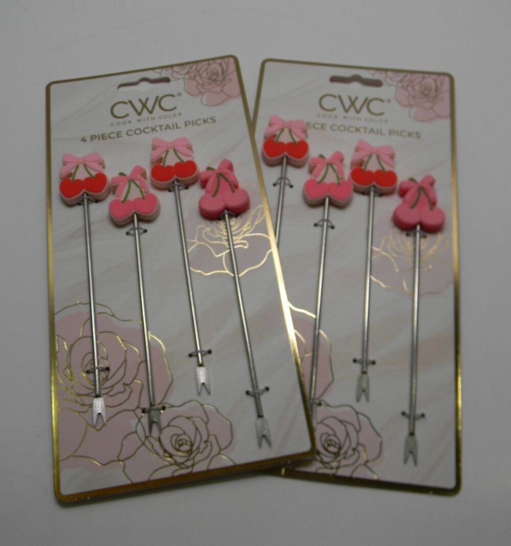 CWC Cherry Cocktail Picks 8 Count Entertaining Fruit Appetizers NIP